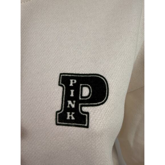 Victoria's Secret PINK Long Sleeve Full Zip Ivory Hoodie Sweatshirt  Size XS - Picture 2 of 10
